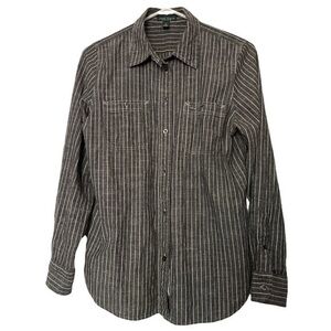 LRL Lauren Ralph Lauren Striped Blouse Sz Med EUC #6257